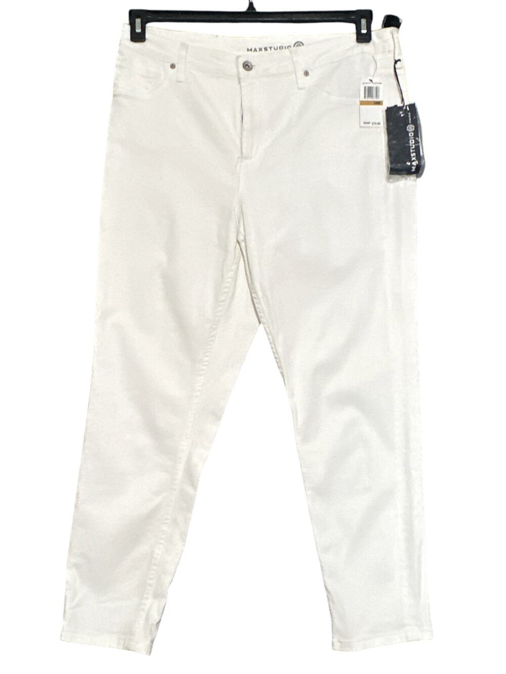 Max Studio Alexandria White High Rise Ankle Skinny Jeans 16W NWT Stretch